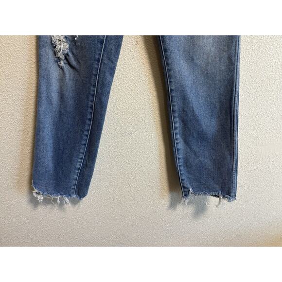 J. Crew Women’s Size 29 Point Sur Jeans Medium Wash High Rise Distressed Raw Hem - Picture 4 of 12